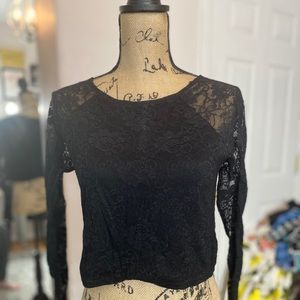 Express Lace Black Crop Top